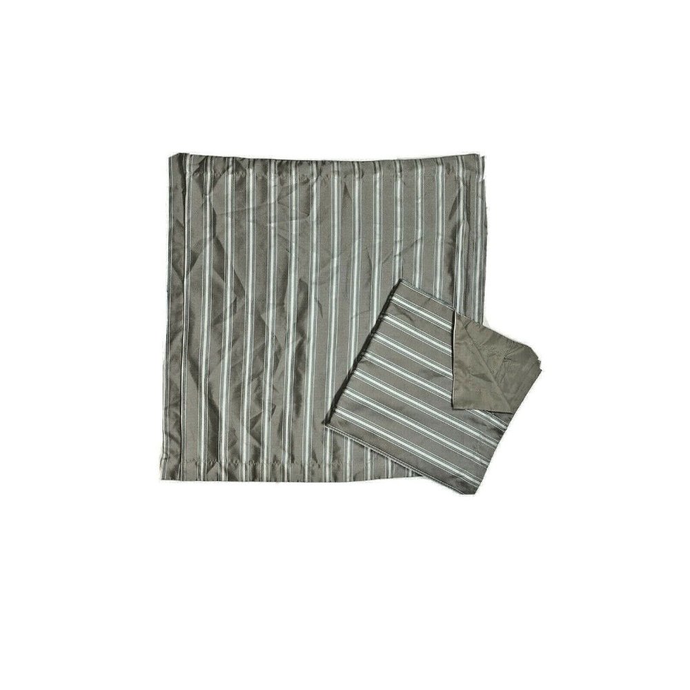 Martha Stewart Euro Shams Pillowcases Luxury Bedding Pair Gray Blue Stripe Print